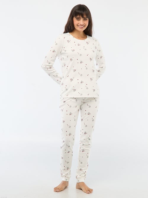 Pyjama long imprimé + gilet sans manches - 3 pièces - Kiabi