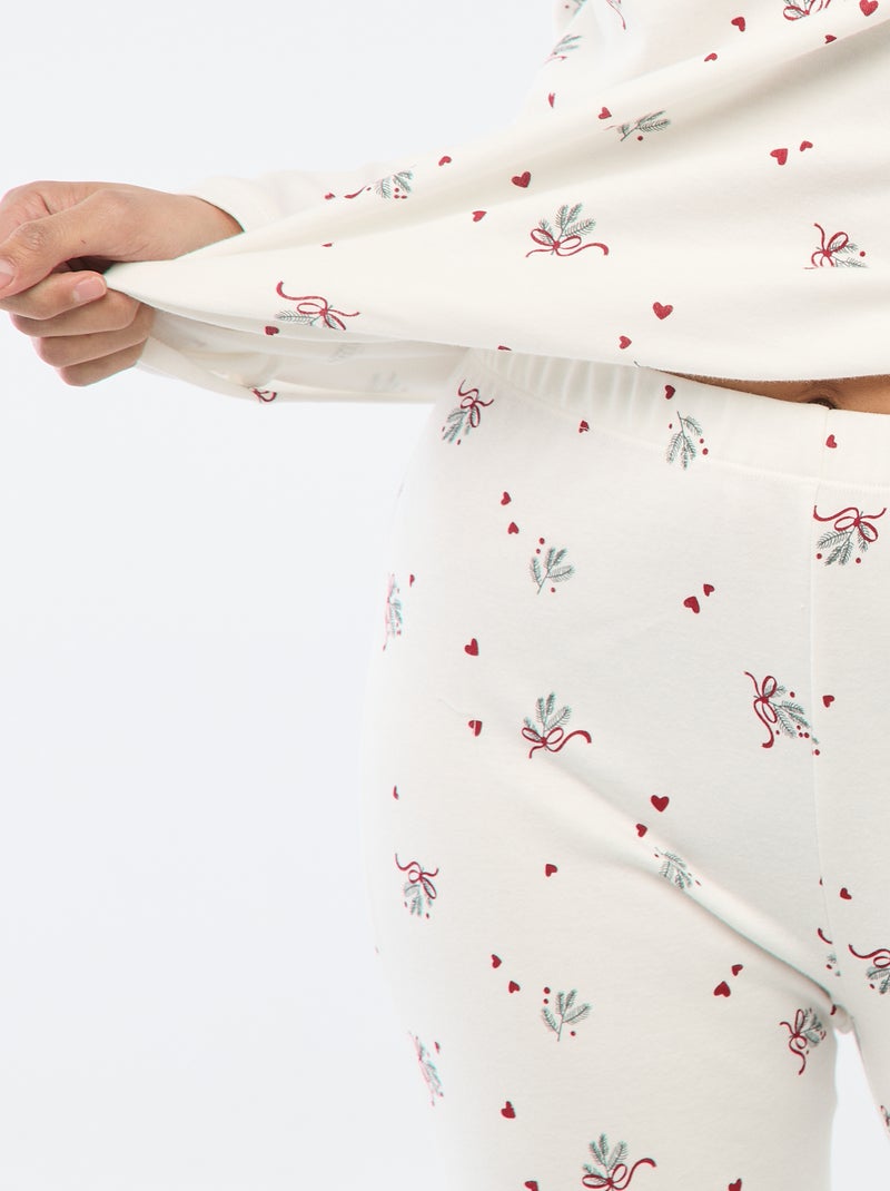 Pyjama long imprimé + gilet sans manches - 3 pièces Blanc - Kiabi