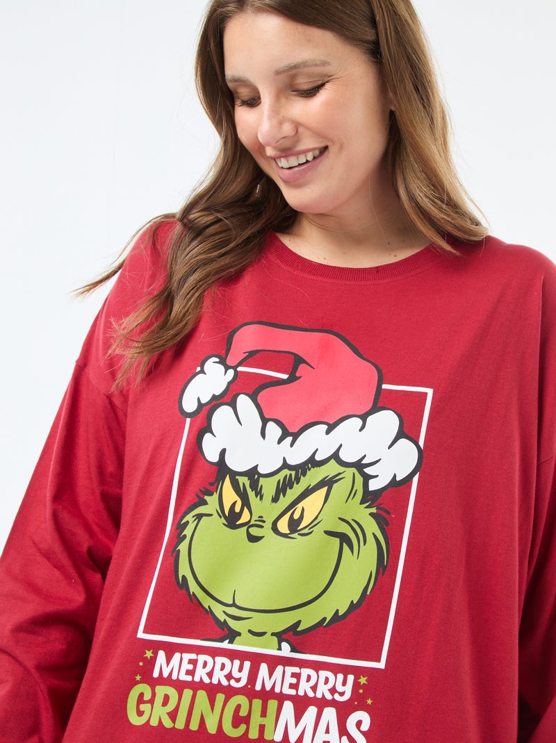 Pyjama long imprimé 'Grinch' - 2 pièces Rouge - Kiabi