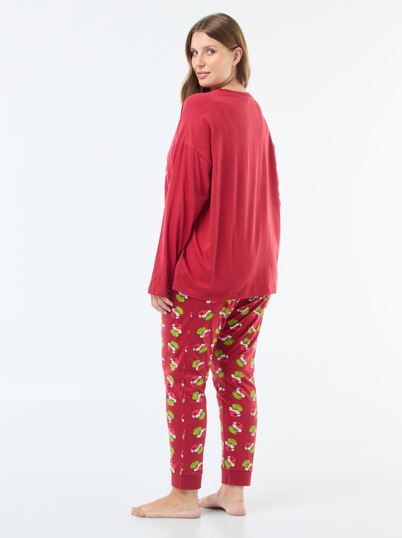 Pyjama long imprimé 'Grinch' - 2 pièces Rouge - Kiabi