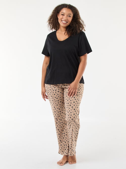Pyjama long imprimé léopard - 2 pièces - Kiabi