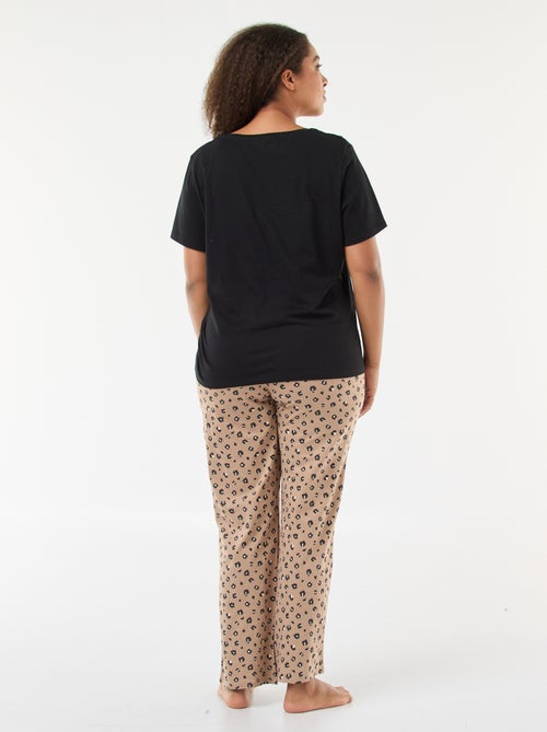 Pyjama long imprimé léopard - 2 pièces - Kiabi