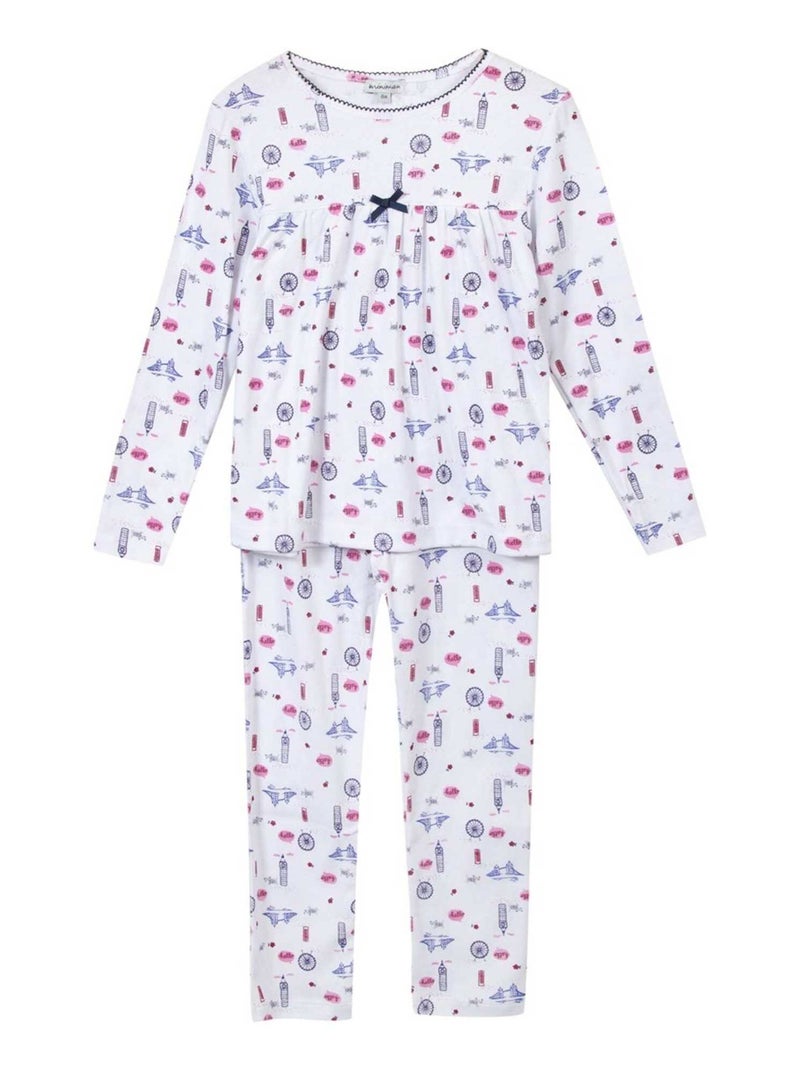 Pyjama Long Imprimé Londres Oeko-tex 'miniman' Violet - Kiabi