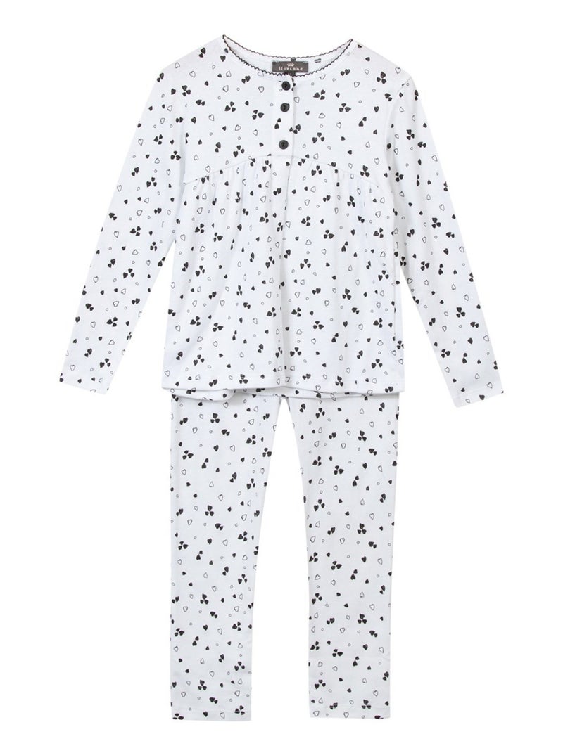 Pyjama Long Imprimé Motif Coeur Oeko-tex 'floriane' Noir - Kiabi