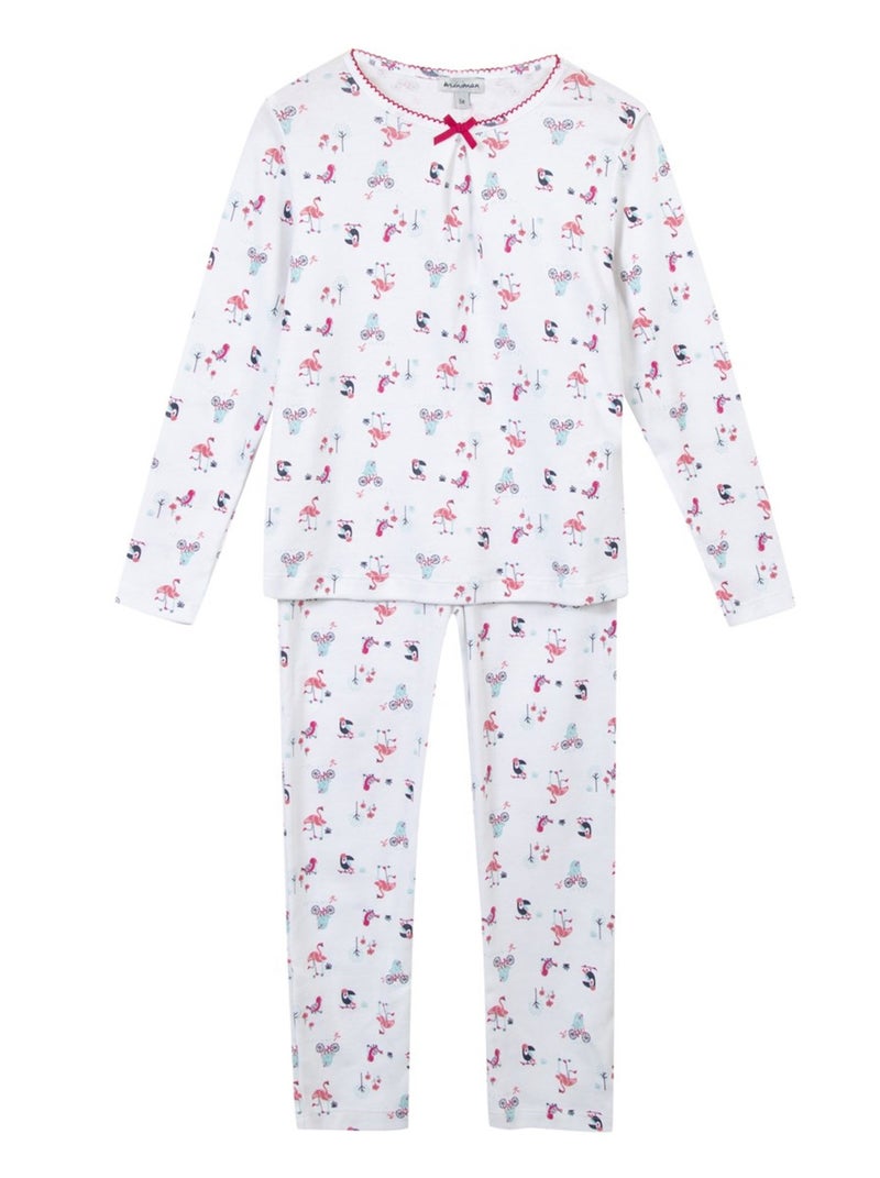Pyjama Long Imprimé Motif Oiseaux Oeko-tex 'miniman' Blanc - Kiabi