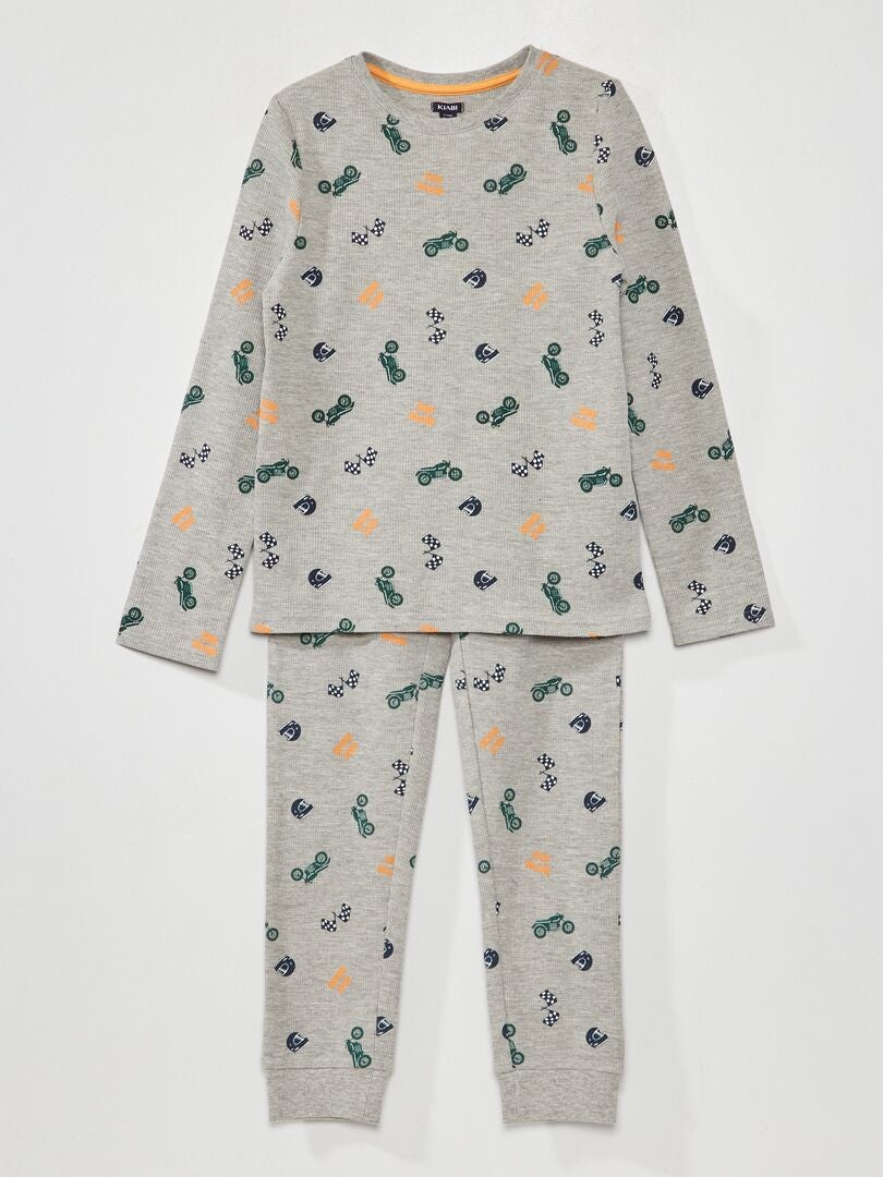Pyjama long imprimé 'motos' Gris - Kiabi
