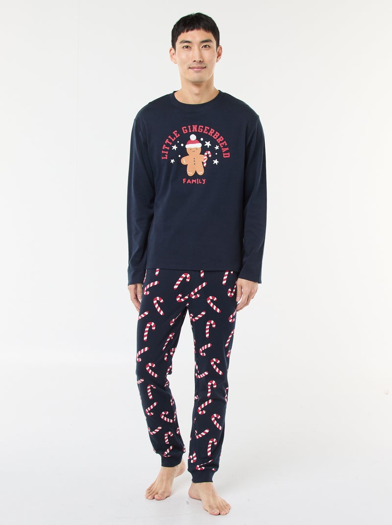 Pyjama long imprimé Noël - 2 pièces Bleu marine - Kiabi