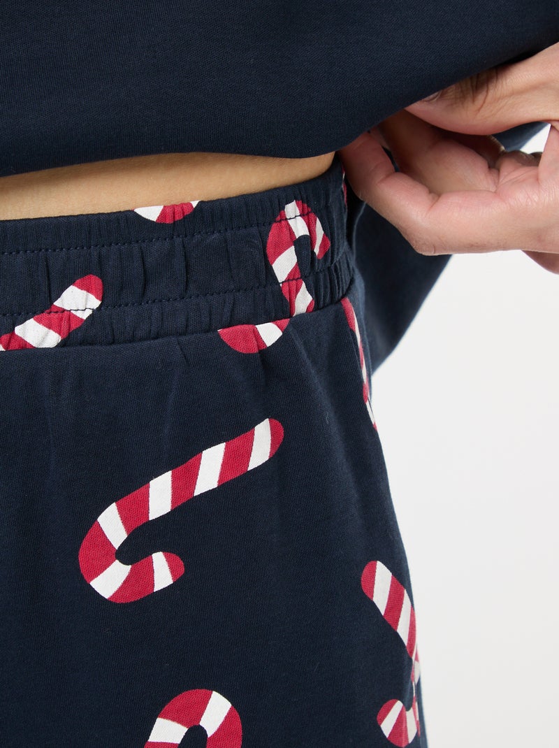 Pyjama long imprimé Noël - 2 pièces Bleu marine - Kiabi