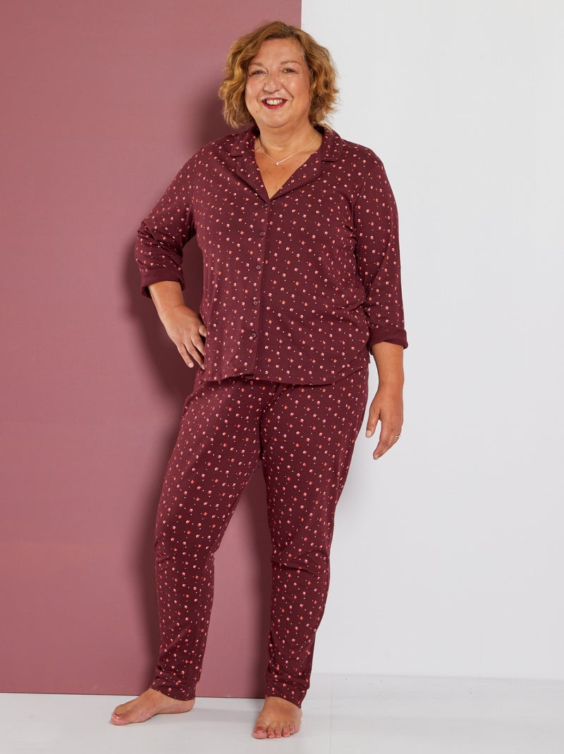 Pyjama long imprimé 'Octobre Rose' Rouge bordeaux - Kiabi