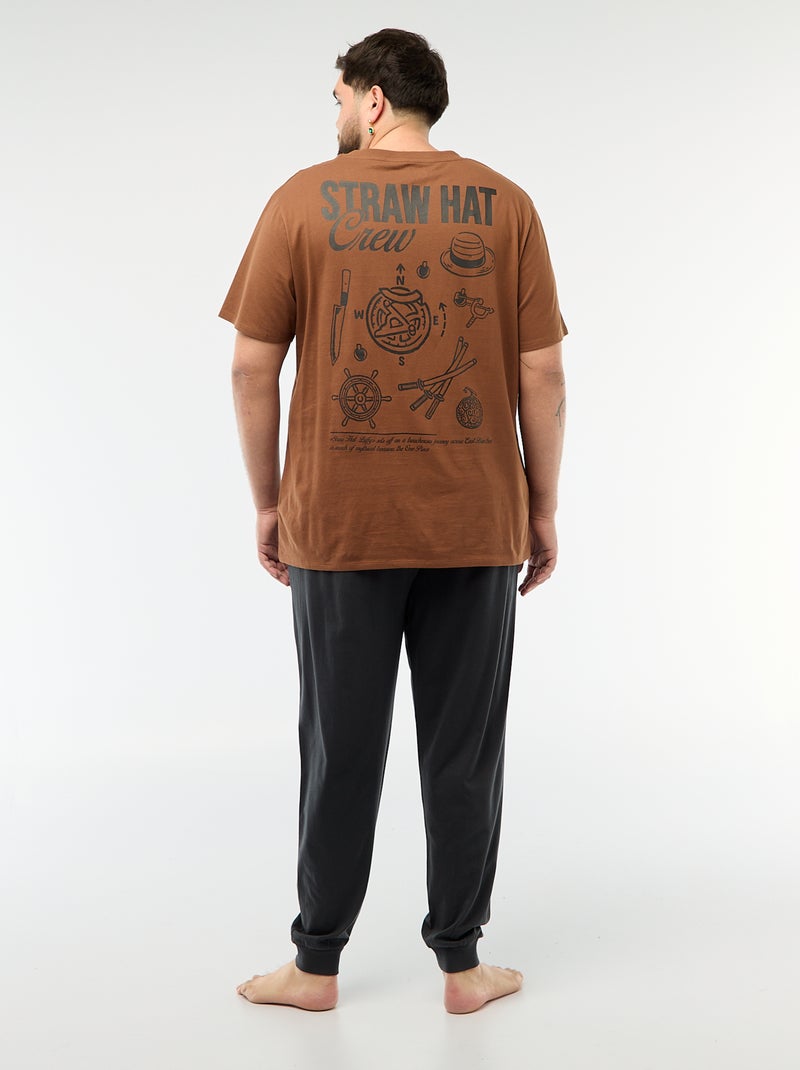 Pyjama long imprimé 'One Piece' - 2 pièces Marron/gris - Kiabi