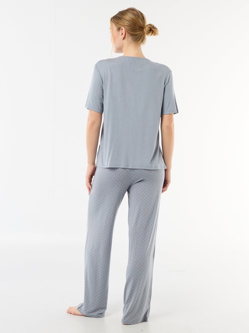Pyjama long imprimé pois - 2 pièces - Kiabi