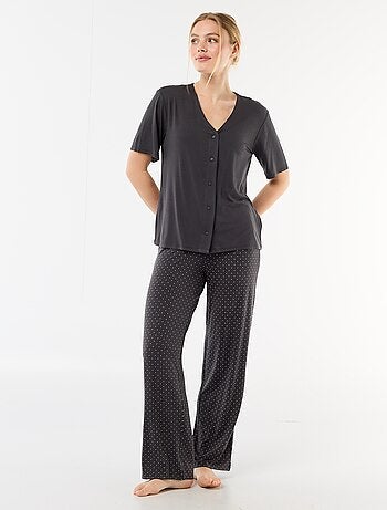 Pyjama long imprimé pois - 2 pièces