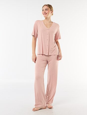 Pyjama long imprimé pois - 2 pièces