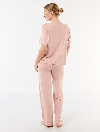 Pyjama long imprimé pois - 2 pièces