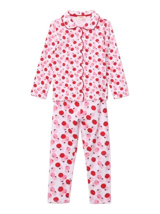 Pyjama long imprimé pommes - 12 ans - 95% Coton / 5% Elasthanne - Rose