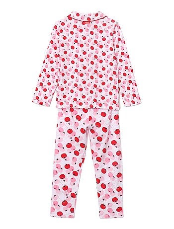 Pyjama long imprimé pommes - 8 ans - 95% Coton / 5% Elasthanne - Rose