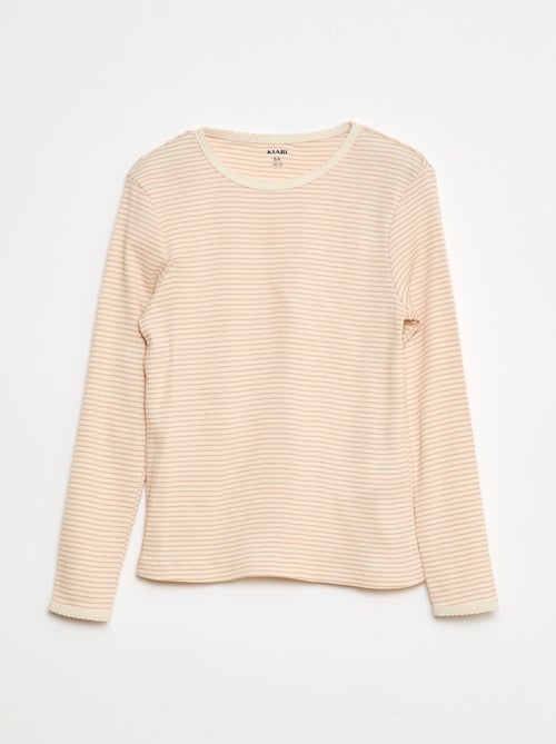 Pyjama long imprimé rayé - 2 pièces - Kiabi