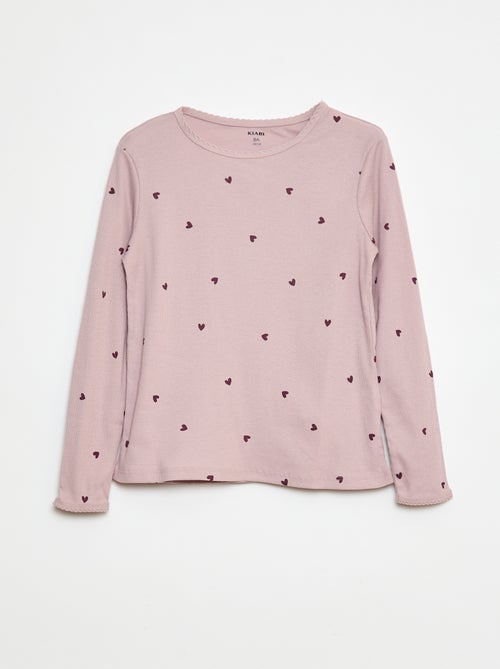 Pyjama long imprimé rayé - 2 pièces - Kiabi