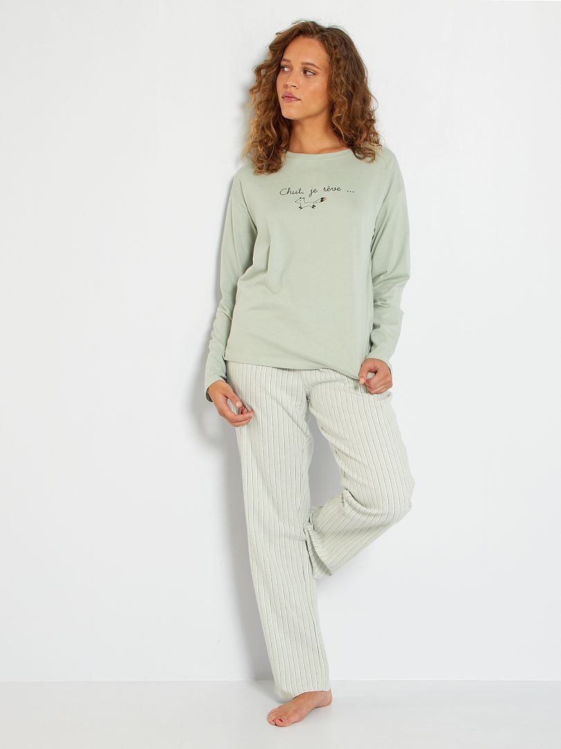 Pyjama long imprimé vert - Kiabi