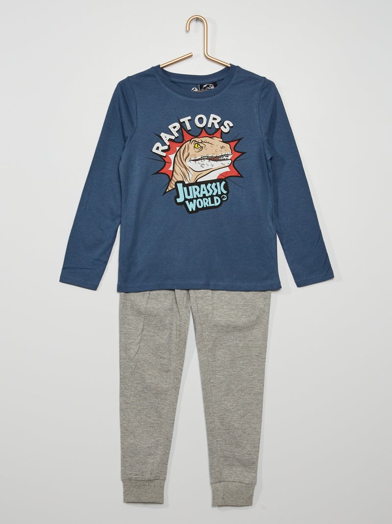 Pyjama long 'Jurassic World' bleu/gris - Kiabi