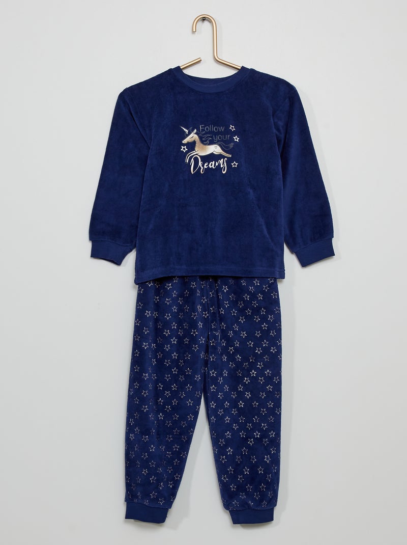 Pyjama long 'licorne' bleu - Kiabi