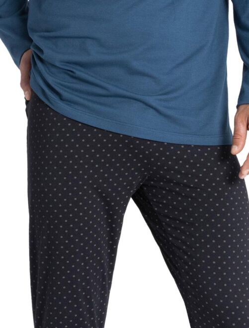 Pyjama long logoté en coton et modal Haori - Kiabi