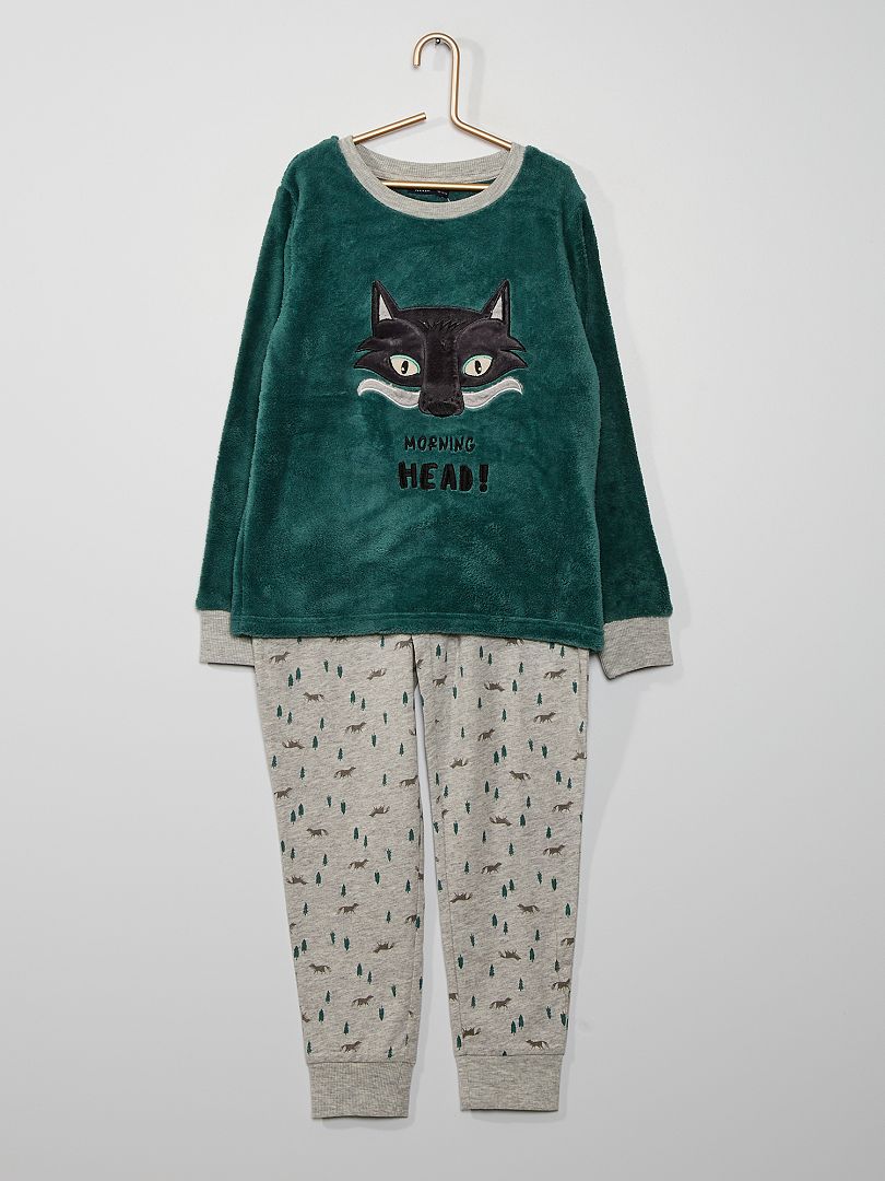 Pyjama long 'loup' vert - Kiabi