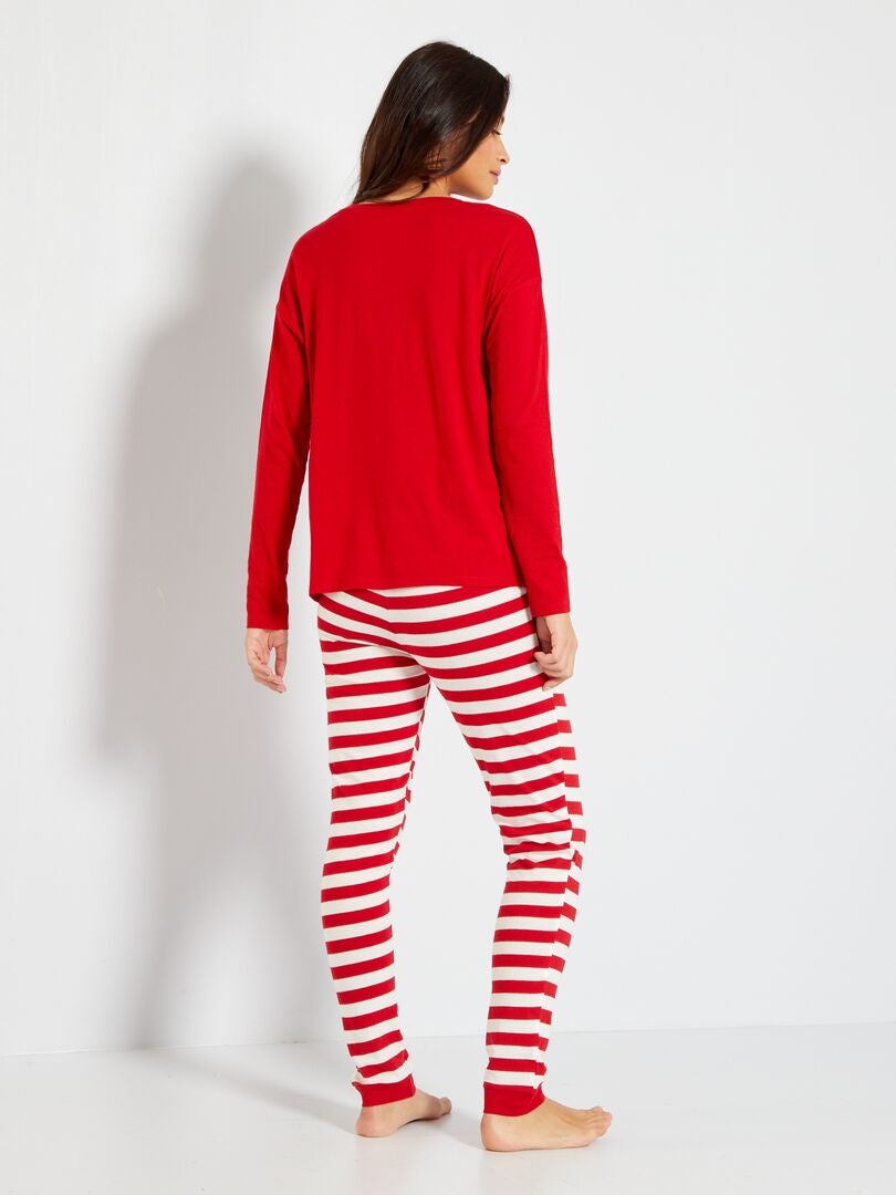 Pyjama long 'Lutin' - 2 pièces - rouge - Kiabi - 18.00€