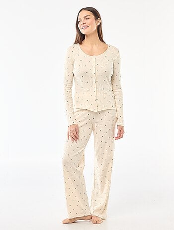 Pyjama long maille pointelle - 2 pièces