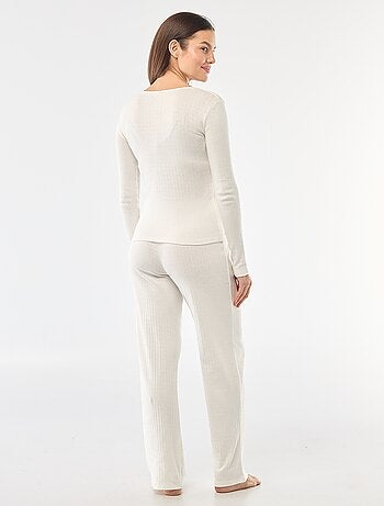 Pyjama long maille pointelle - 2 pièces