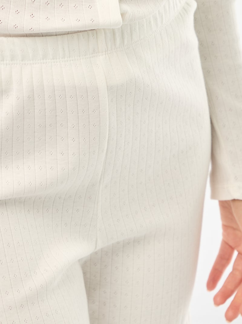 Pyjama long maille pointelle - 2 pièces Crème - Kiabi