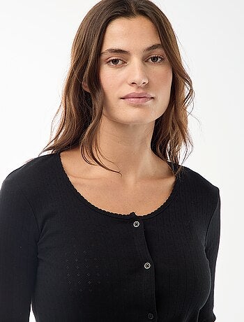 Pyjama long maille pointelle - 2 pièces