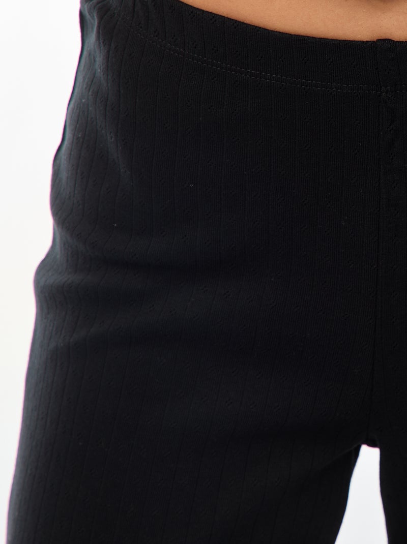 Pyjama long maille pointelle - 2 pièces Noir - Kiabi