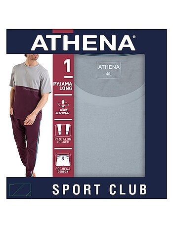 Pyjama long manches courtes col rond homme Club Athena