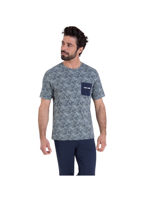 Pyjama long manches courtes col rond homme Summer Athena - Kiabi