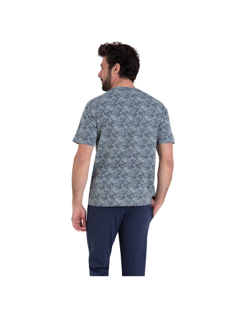 Pyjama long manches courtes col rond homme Summer Athena Multicolore - Kiabi