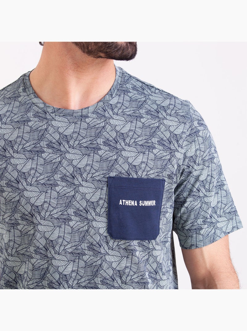 Pyjama long manches courtes col rond homme Summer Athena Multicolore - Kiabi