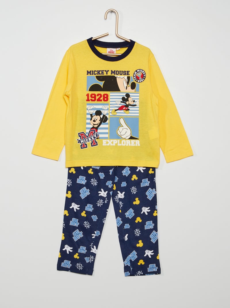 Pyjama long 'Mickey' 2 pièces jaune/bleu - Kiabi