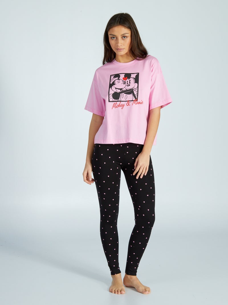 Pyjama long 'Minnie' et 'Mickey' - 2 pièces Rose/noir - Kiabi