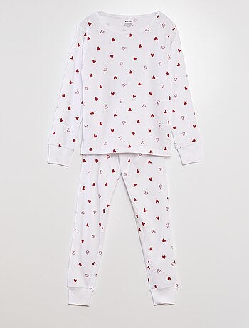 Pyjama long motif 'cœurs' t-shirt + pantalon - 2 pièces