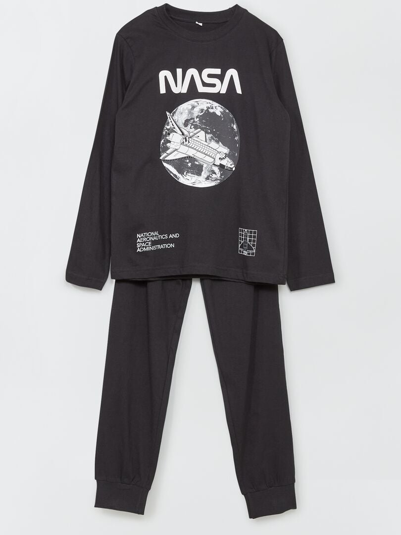 Pyjama long 'NASA' - 2 pièces noir - Kiabi
