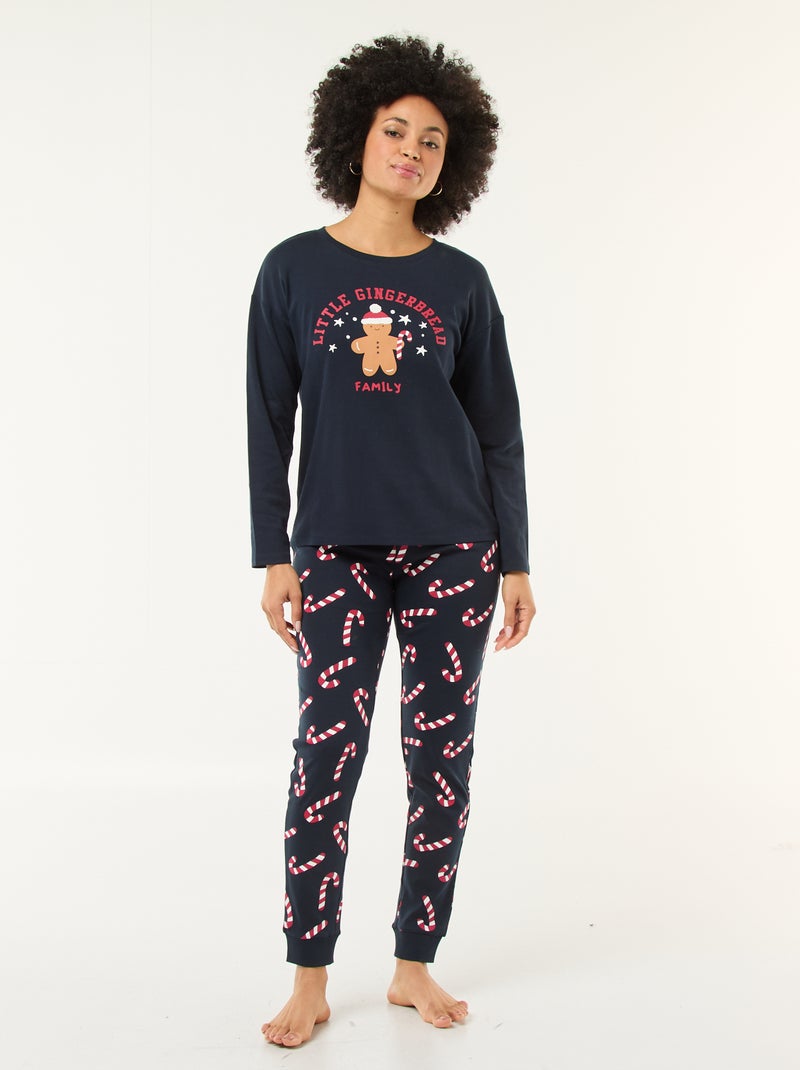 Pyjama long Noël - 2 pièces Bleu marine - Kiabi