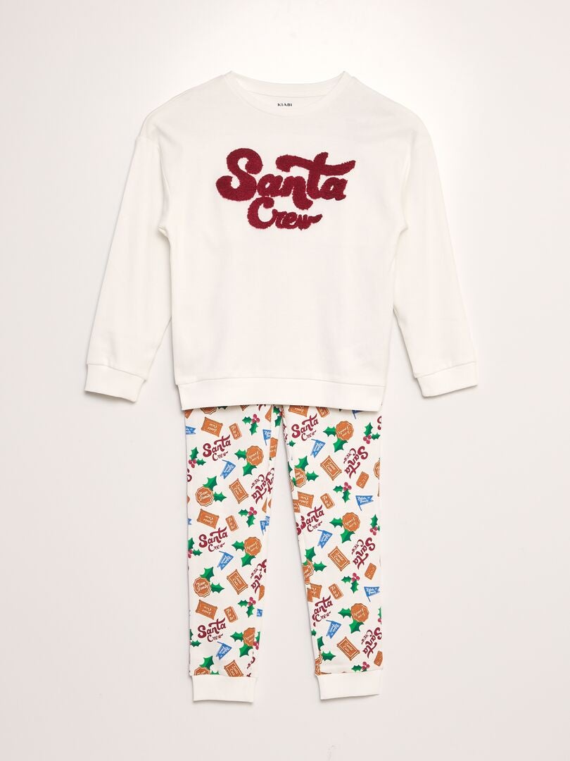 Pyjama long 'Noël' t-shirt + pantalon - 2 pièces Blanc/rouge - Kiabi