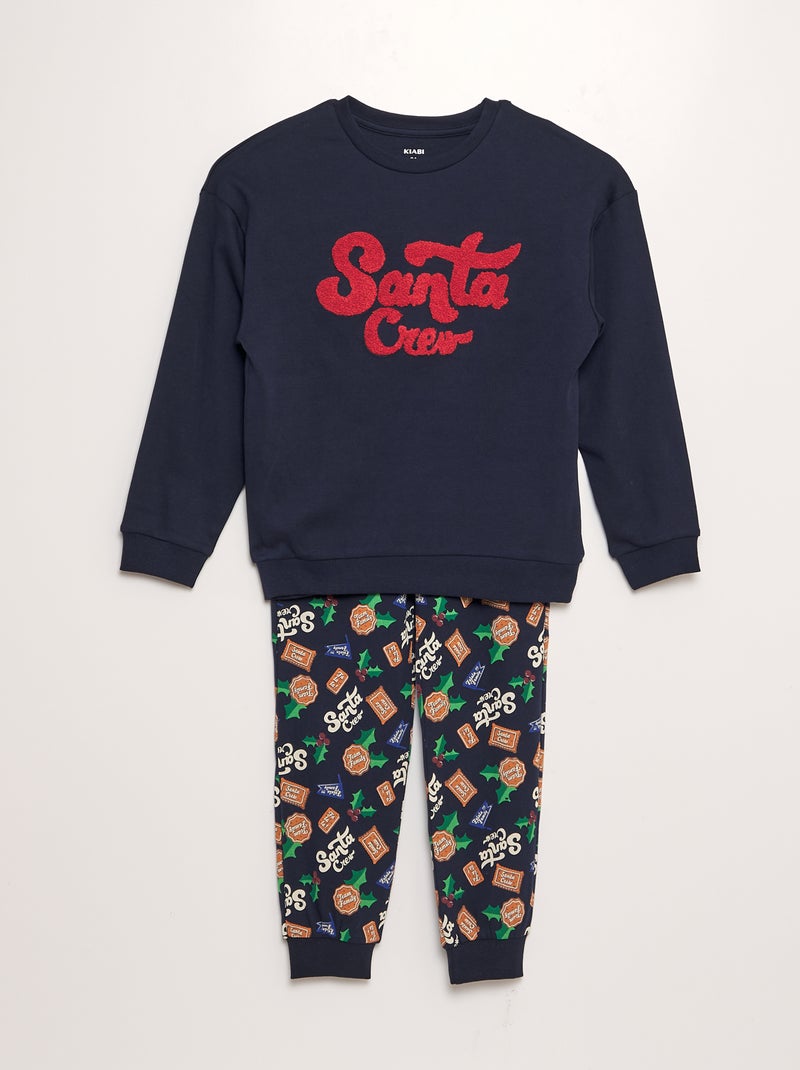 Pyjama long 'Noël' t-shirt + pantalon - 2 pièces Bleu - Kiabi