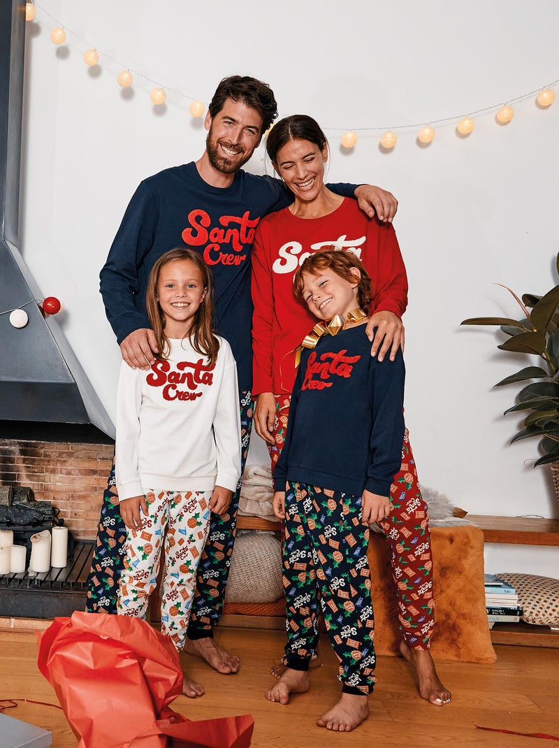 Pyjama long 'Noël' t-shirt + pantalon - 2 pièces Bleu - Kiabi
