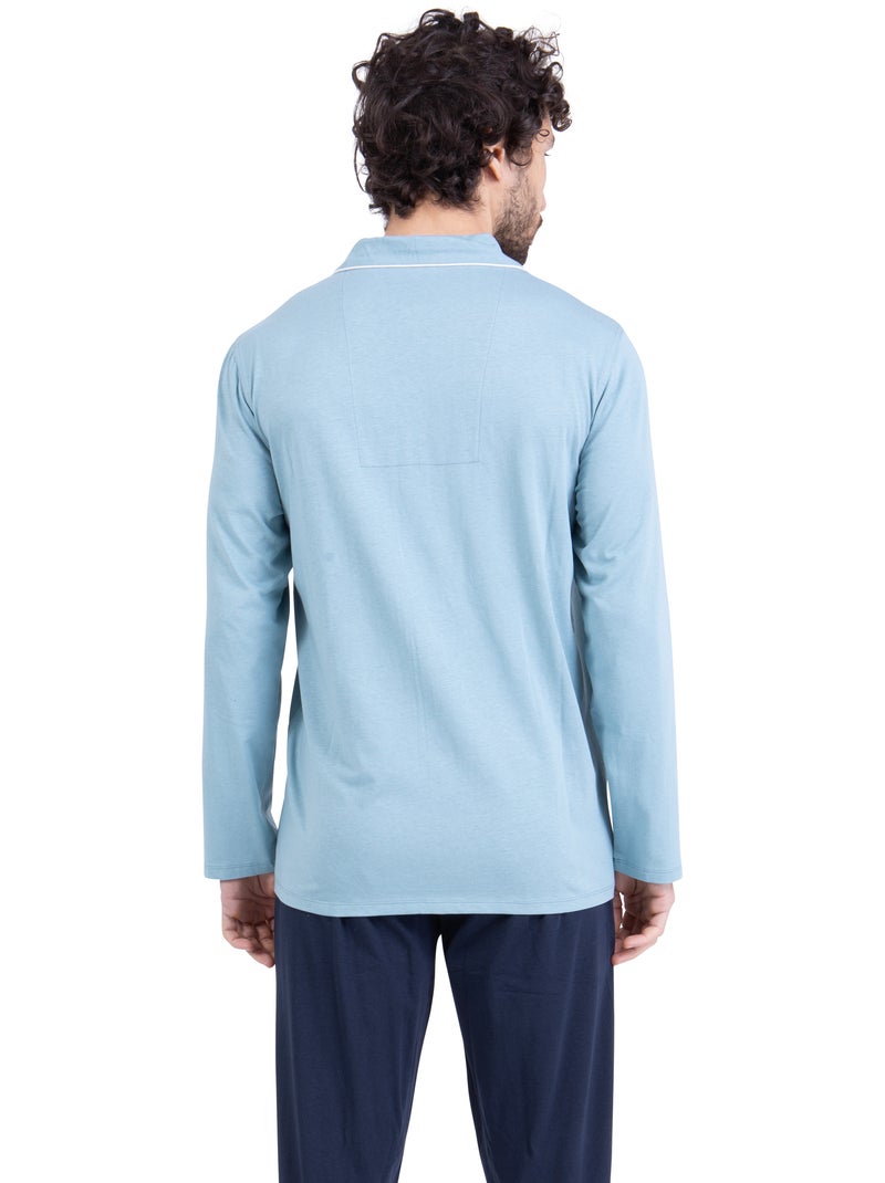 Pyjama long ouvert homme Chic Athena Bleu - Kiabi