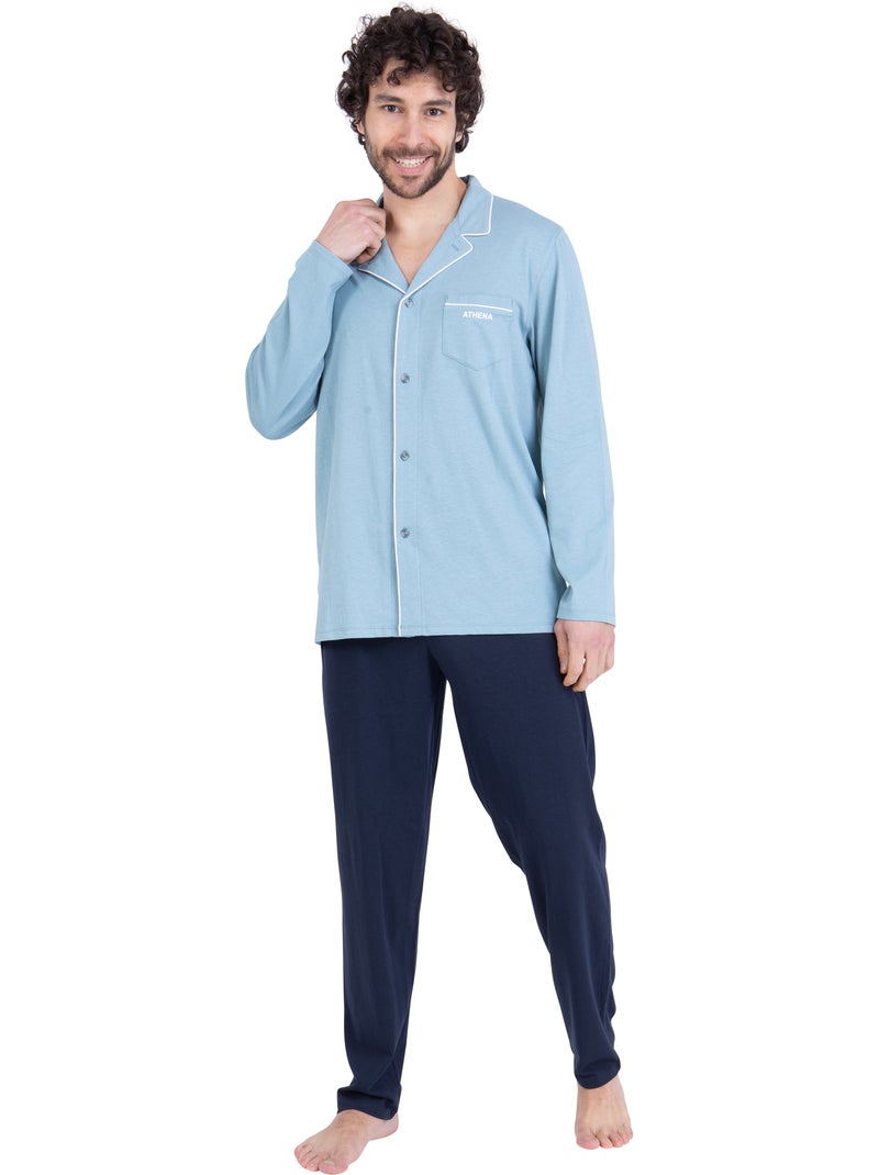 Pyjama long ouvert homme Chic Athena Bleu - Kiabi