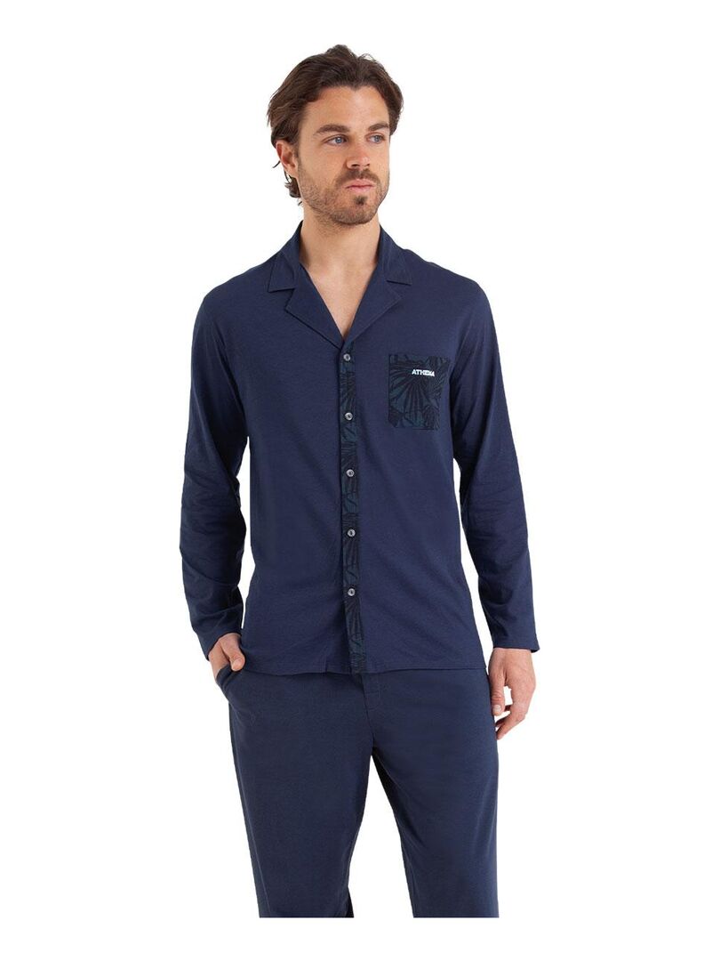 Pyjama long ouvert homme Easy Print Bleu marine Kiabi 41.50