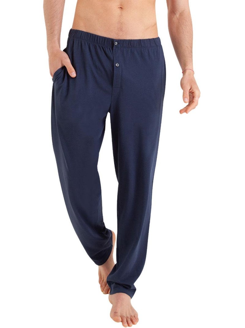 Pyjama long ouvert homme Easy Print Bleu marine - Kiabi