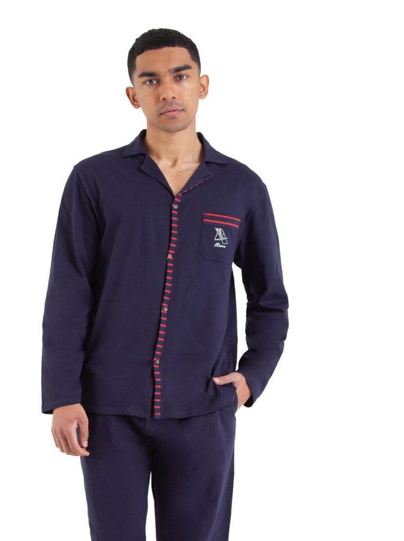 Pyjama long ouvert homme Rayures Bleu Rouge - Kiabi